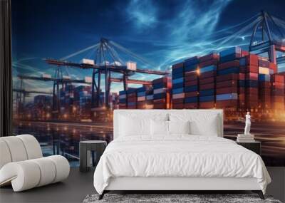 Transportation and logistic network distribution growth. . Wall mural