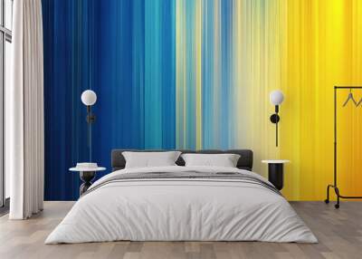 Vertical gradient stripes in bold, contrasting colors, from deep blue to bright yellow, with a smooth, reflective finish for a striking visual effect. Wall mural