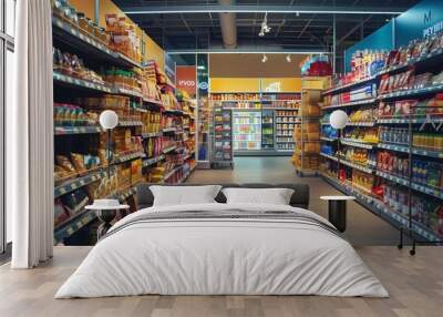 A supermarket with lots of goods on the shelves Wall mural