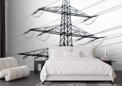 electric pylon for high voltage electricity isolated over transparent background Wall mural