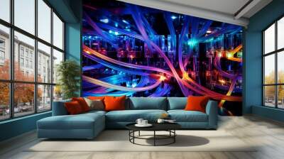 electronic connection with data transfer, network and communication Wall mural