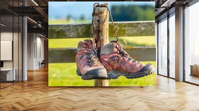 hiking boots after walking tour Wall mural