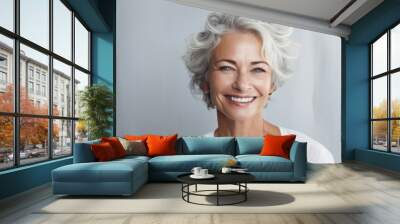 portrait of happy senior old aged woman in studio Wall mural