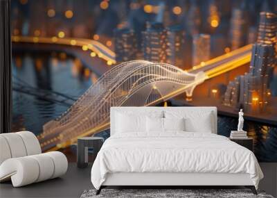 vision of architecture of a 3d model bridge project Wall mural