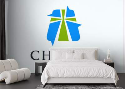 church christian logo icon illustration vector template Wall mural