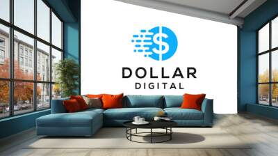 dollar digital technology logo icon illustration vector graphic template download Wall mural