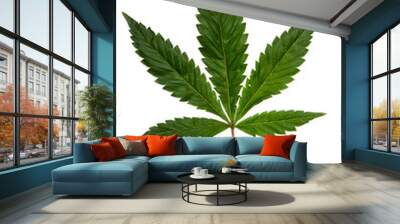 Cannabis leaf over white Wall mural