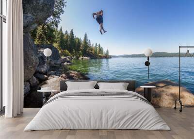 Jumping to the lake Wall mural