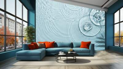 Beautiful water surface with tropical leaf shadow. Pure water background for cosmetic, spa product. Wall mural