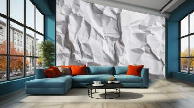 The texture of white paper is crumpled. Background for various purposes. Wall mural