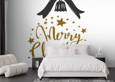 Merry Christmas and New Year words on Christmas tree decoration 2 Wall mural