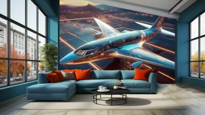 smart digital airplane , artificial intelligence in aviation technology Wall mural