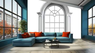 A large arched window with a white frame Wall mural