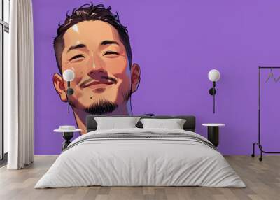 A man with a beard and a smile is smiling in a cartoonish style Wall mural