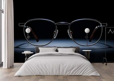 A pair of glasses with a black frame and a black lens Wall mural