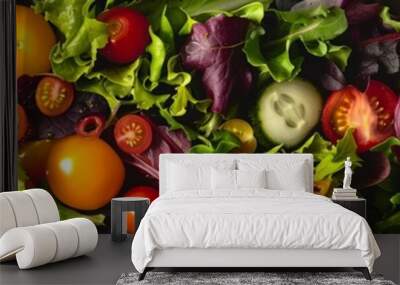 Gourmet salad ingredients layout ready for a culinary masterpiece Wall mural