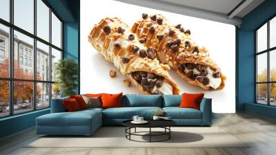 Two donuts with chocolate chips and whipped cream Wall mural