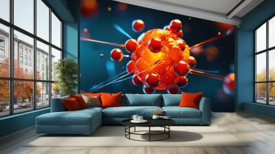 Uranium splitting during nuclear fission, atomic particles scattering with energy release Wall mural