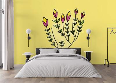 colorful flower plant illustration design template, suitable for organic design Wall mural