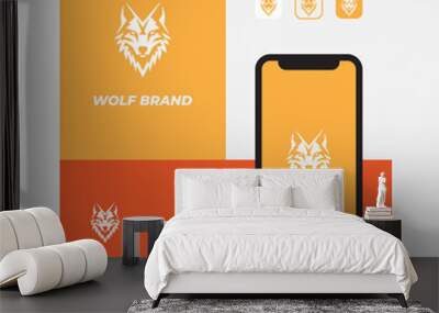 Flat vector wolf head logo, suitable for sports brands. Wall mural