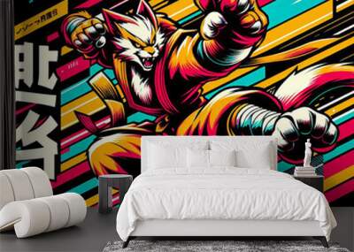 Colorful fighter characters illustration Wall mural