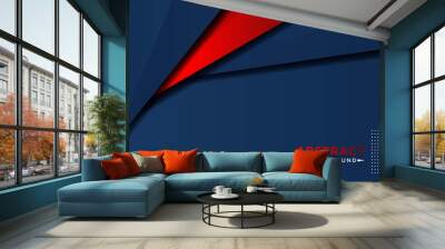 abstract 3d dark blue background with a combination of luminous red overlap style graphic design element Wall mural