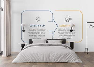 Business Infographic design template Vector with icons and 2 options or steps. Can be used for process diagram, presentations, workflow layout, banner, flow chart, info graph Wall mural