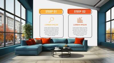 Business Infographic design template Vector with icons and 2 two options or steps. Can be used for process diagram, presentations, workflow layout, banner, flow chart, info graph Wall mural