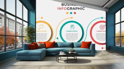 Business Infographic design template Vector with icons and 3 three options or steps. Can be used for process diagram, presentations, workflow layout, banner, flow chart, info graph Wall mural