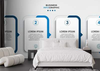 Business Infographic design template Vector with icons and 4 options or steps. Can be used for process diagram, presentations, workflow layout, banner, flow chart, info graph Wall mural