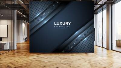 luxurious dark background with glitter and overlap layer. abstract modern background. editable eps 10 vector. Wall mural