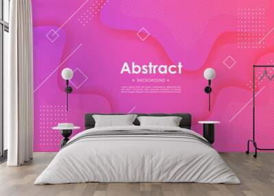 minimal pink abstract geometric fluid dynamic shape composition wavy background. eps10 vector Wall mural