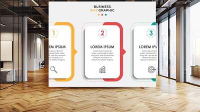 Vector Infographic design business template with icons and 3 options or steps. Can be used for process diagram, presentations, workflow layout, banner, flow chart, info graph Wall mural