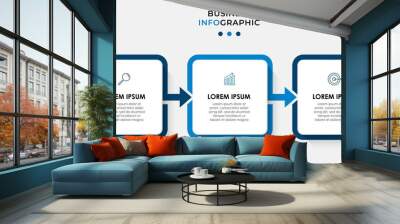 Vector Infographic design business template with icons and 3 options or steps. Can be used for process diagram, presentations, workflow layout, banner, flow chart, info graph Wall mural