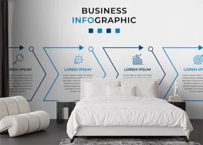 Vector Infographic design business template with icons and 4 options or steps. Can be used for process diagram, presentations, workflow layout, banner, flow chart, info graph Wall mural