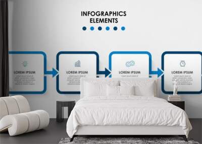 Vector Infographic design business template with icons and 6 options or steps. Can be used for process diagram, presentations, workflow layout, banner, flow chart, info graph Wall mural