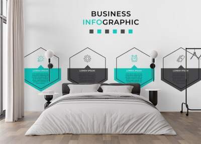 Vector Infographic design business template with icons and 6 options or steps. Can be used for process diagram, presentations, workflow layout, banner, flow chart, info graph Wall mural