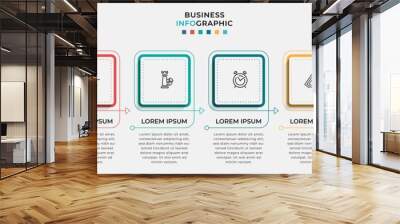 Vector Infographic design business template with icons and 6 options or steps. Can be used for process diagram, presentations, workflow layout, banner, flow chart, info graph Wall mural