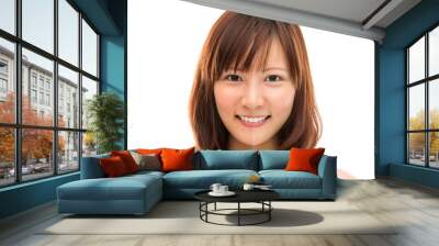 Asian woman face with half tan skin Wall mural