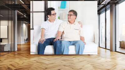 Father and son having conversation Wall mural