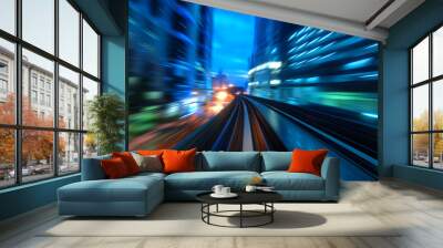 urban night traffics view in dusk. focus on the road. Wall mural