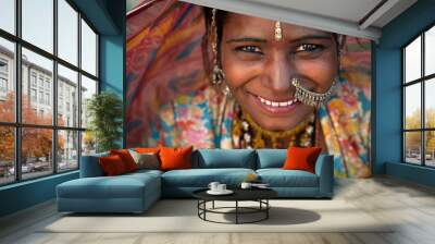 Portrait of a India Rajasthani woman Wall mural