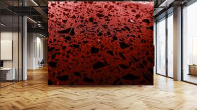 close up red quartz artificial stone with polished surface use as background. red grainy acrylic stone with beautiful pigments use for interior material background. polished dark red granite. Wall mural