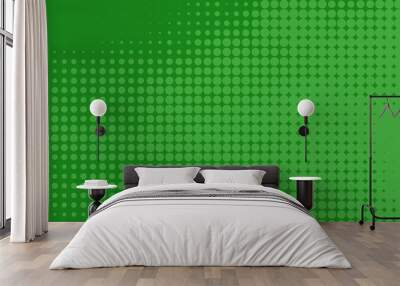 green dots background. pop art halftone background in comic style with gradation of dots design, graphic illustration background. idea for banner image or to add graphic texture to any designs. Wall mural