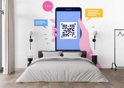 QR 코드가 보이는 스마트폰 화면. Wall mural