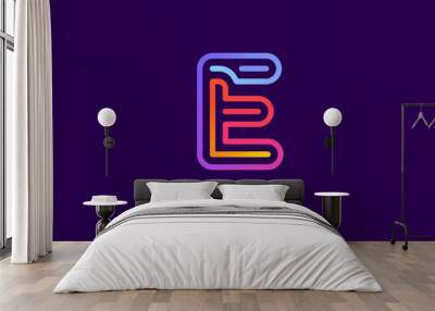 Minimal line font style E Letter Logo in colorful stroke for personal and corporate identity Wall mural