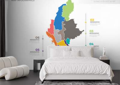 Myanmar country map infographic colored vector template with regions and pointer marks Wall mural