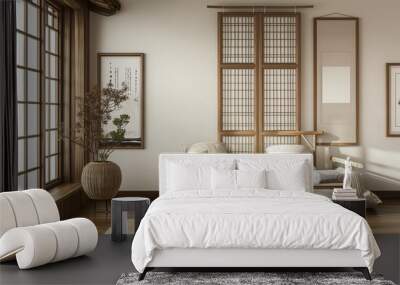 Frame mockup, modern Hanok style living room home interior Wall mural