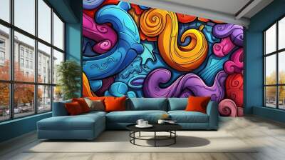 graffiti on wall, colorful abstract background Wall mural