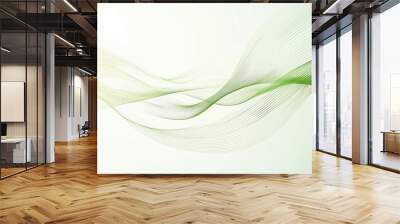 Green line wave abstract background Wall mural